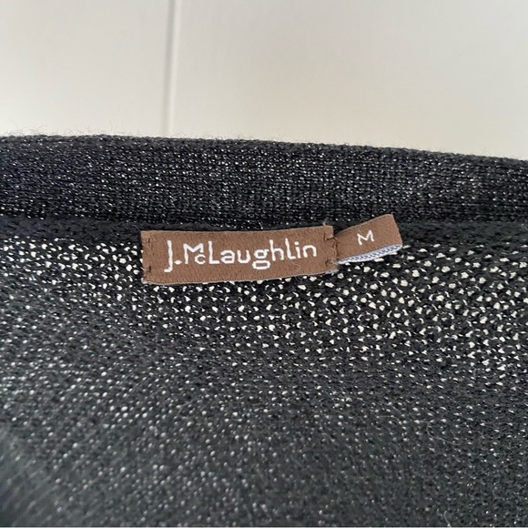 J. Mclaughlin Button Black Metallic Cardigan Sweater Women's Size Medium Long - Picture 13 of 15